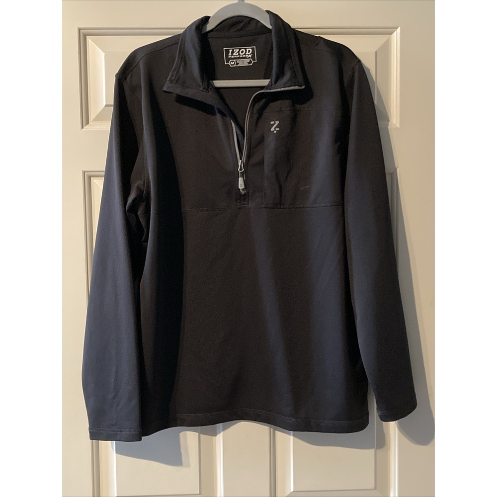 IZOD PerformX Pullover Jacket Men Black Quarter Zip Lightweight Sz M